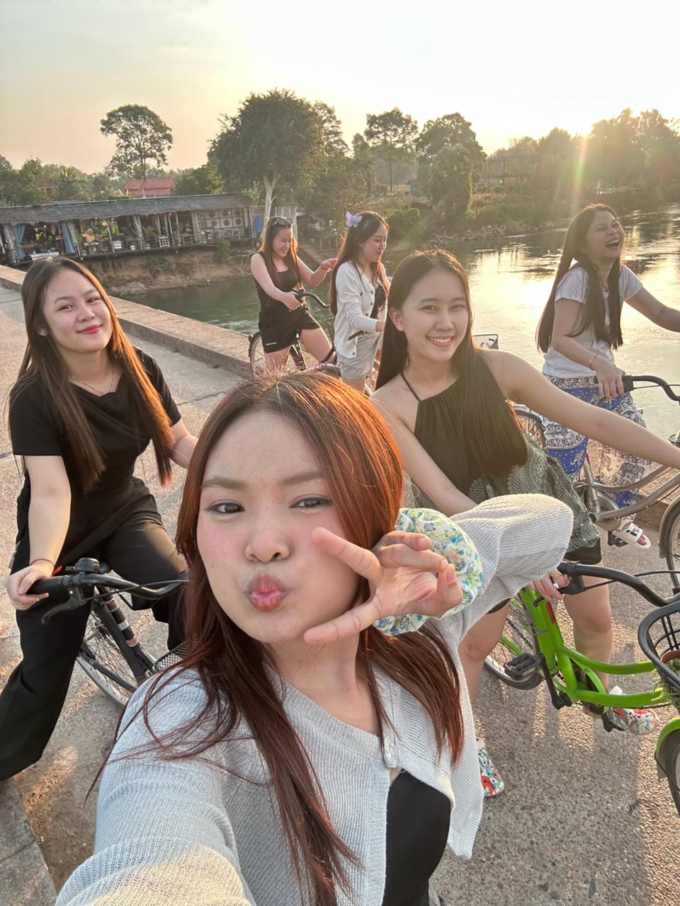 Cycling through village path