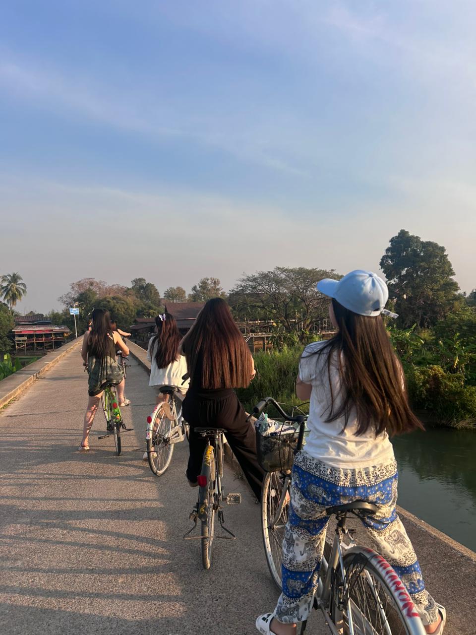 Scenic cycling at sunset
