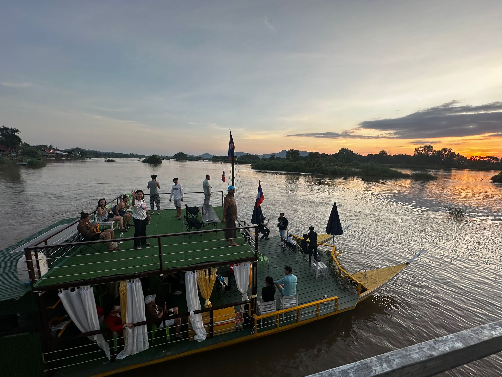 Raft floating on calm stretch